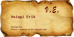 Velegi Erik névjegykártya